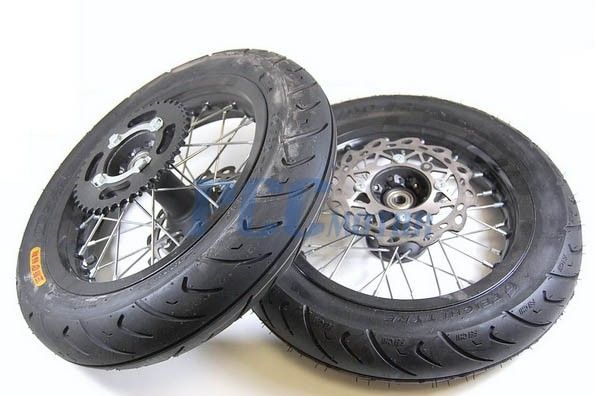 12 Complete Motard Wheel Set w/ rotor sprocket SSR SDG Thumpstar 107