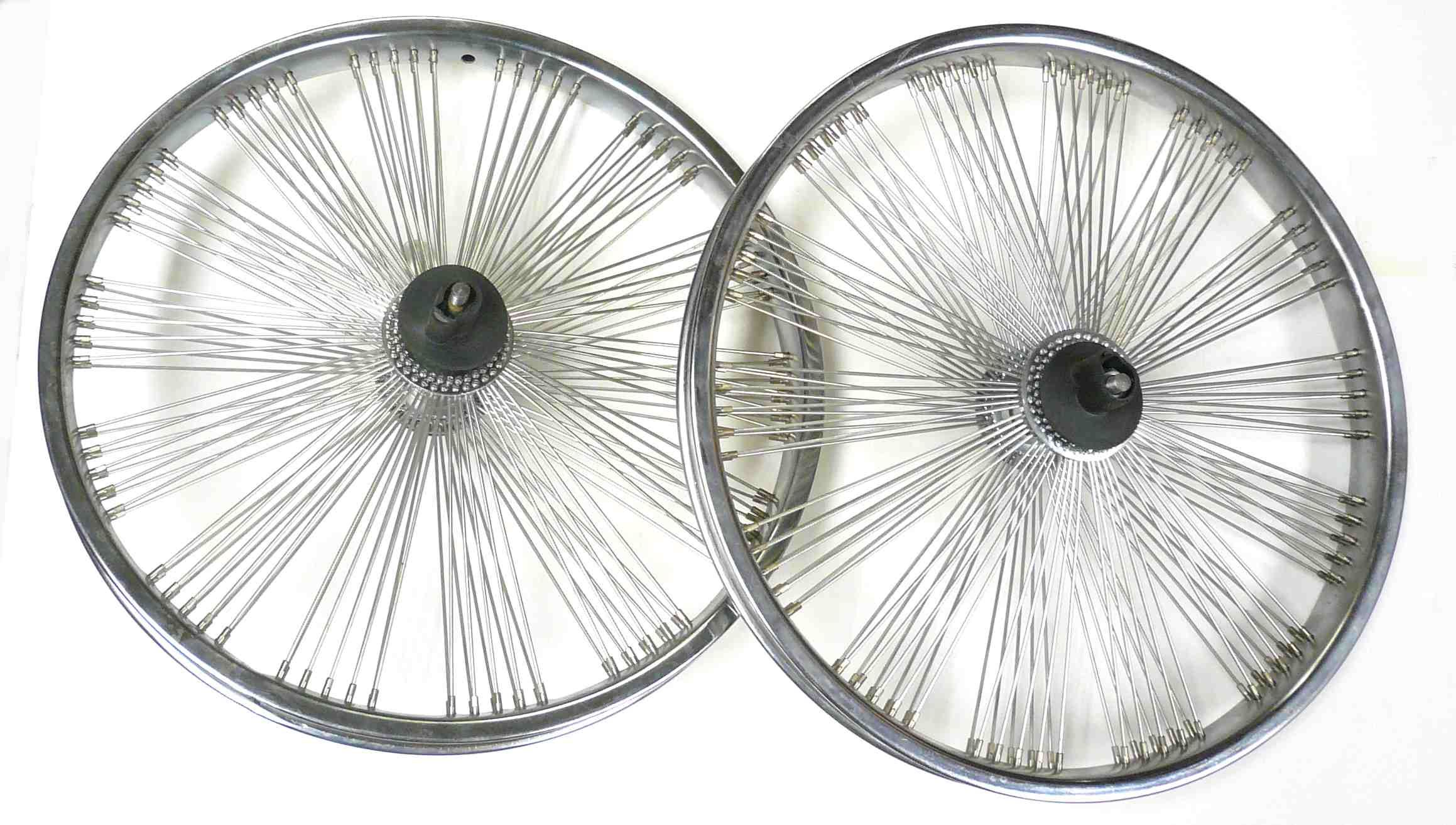 26 x 2.125 Front & Rear Freewheel Rims140 spokes FAN wheels Chrome