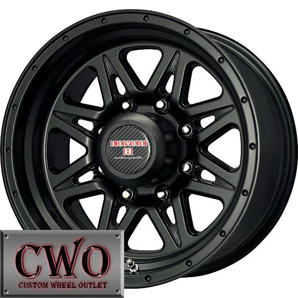 16 Black Level 8 Strike 8 Wheels Rims 8x165 1 8 Lug Chevy GMC Dodge