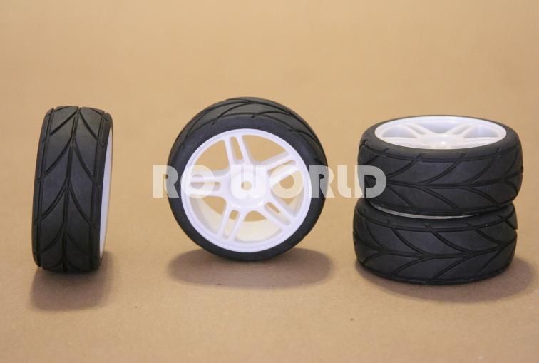 RC 1 10 Car Tires Wheels Rims Package Semi Slicks Kyosho Tamiya HPI