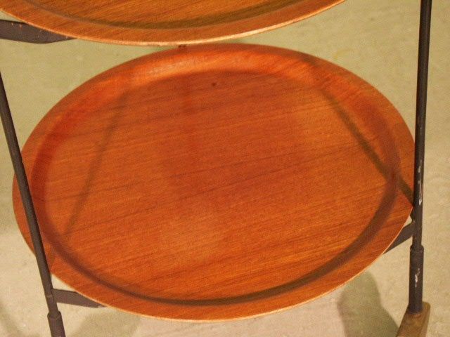 Danish Modern Teak Folding Rolling Tray Table 60´S