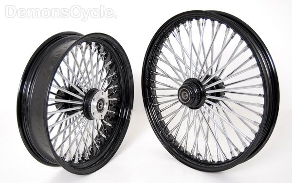 Black 21 18 Wheels Fat Mammoth 48 Spokes Fit Harley Fatboy Softail