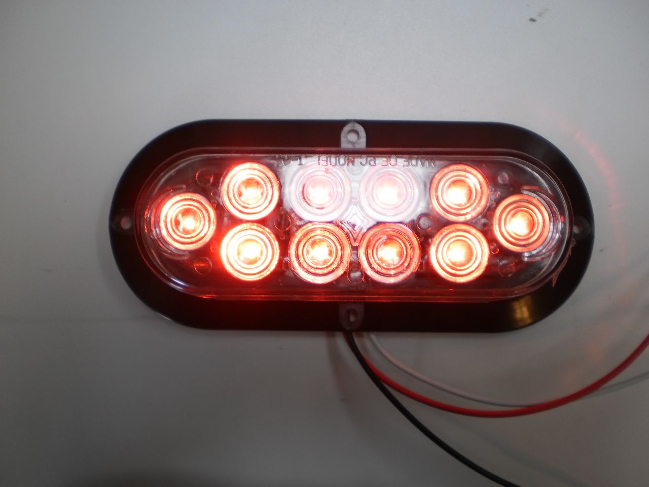 TWO) 6” Oval Flange Surface Mount 10 LED Clear Lens Red Truck