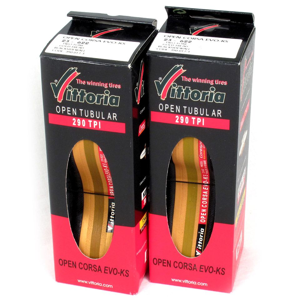 Pair Vittoria Open Corsa EVO KS Road Bike Tires Gold 700x23 700c