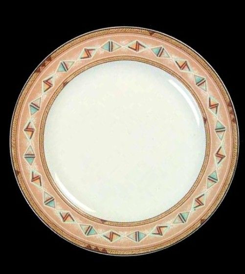 Plate Mikasa Turquoise & Tan Triangles HG 257 Discontinued Pattern