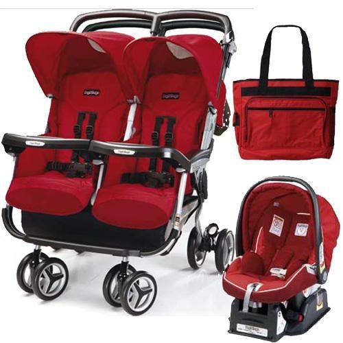 Peg Perego 2011 Aria Twin 60 40 Travel System Diaper Bag Geranium