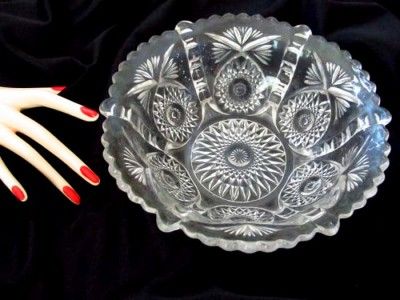 PA EAPG Pressed Glass Bowl Buttressed Sunburst Pattern No 321