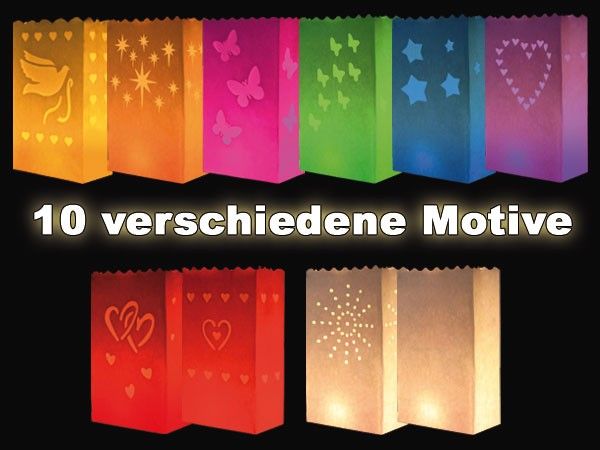 10 Stk. Luminaria Lichttüten Candle Bag Deko Lichtertüte Lichttüte