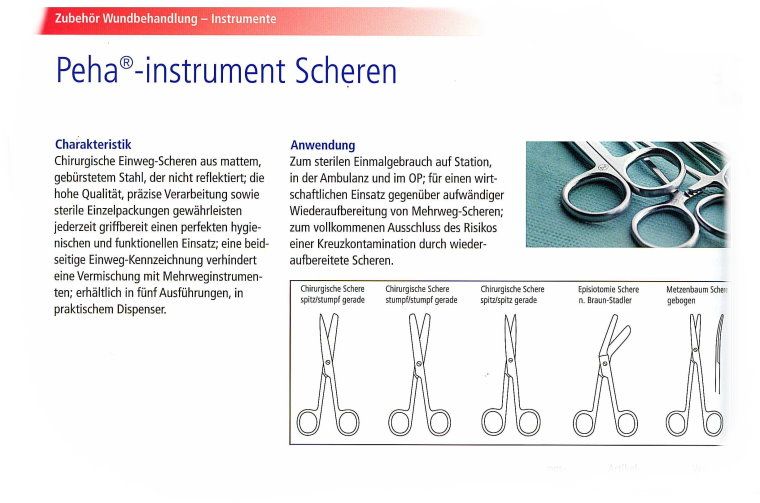 Schere steril verpackt verschiedene Ausführungen u. Größen von Paul