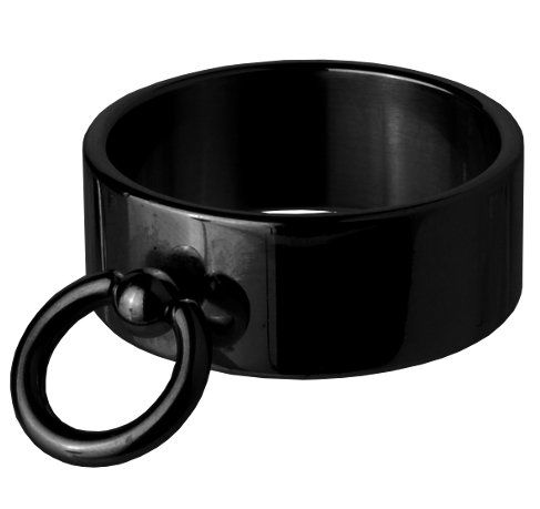 Edelstahl-Ring der "O" schwarz breit fetisch BDSM Schmuck15-23 mm 