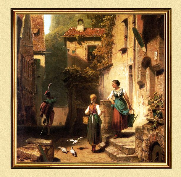 CARL SPITZWEG MALER DER HUSAR AUF LEINWAND RAHMEN 25***