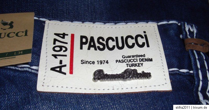 PASCUCCI Herren Jeans Hose Gr. 29 / 34 S 44 / 46 NEU Jeanshose W29 L34