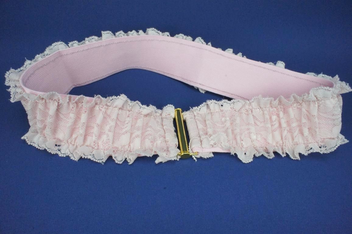 Hueft Guertel Stretch Band Spitze Rueschen Rosa Gold 75 80 Boho Hippie