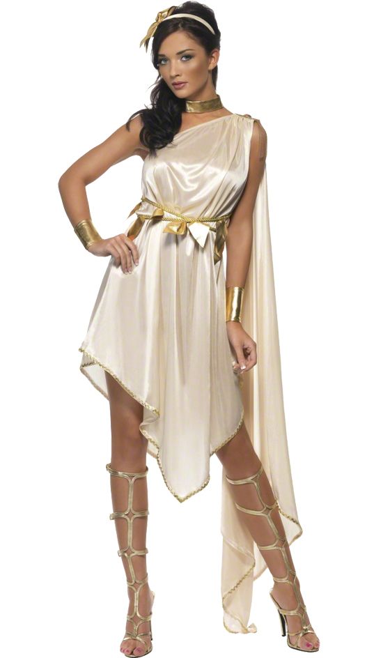 Damen Griechische Göttin Kostüm. Enthält Kleid, Gürtel, Armstulpen