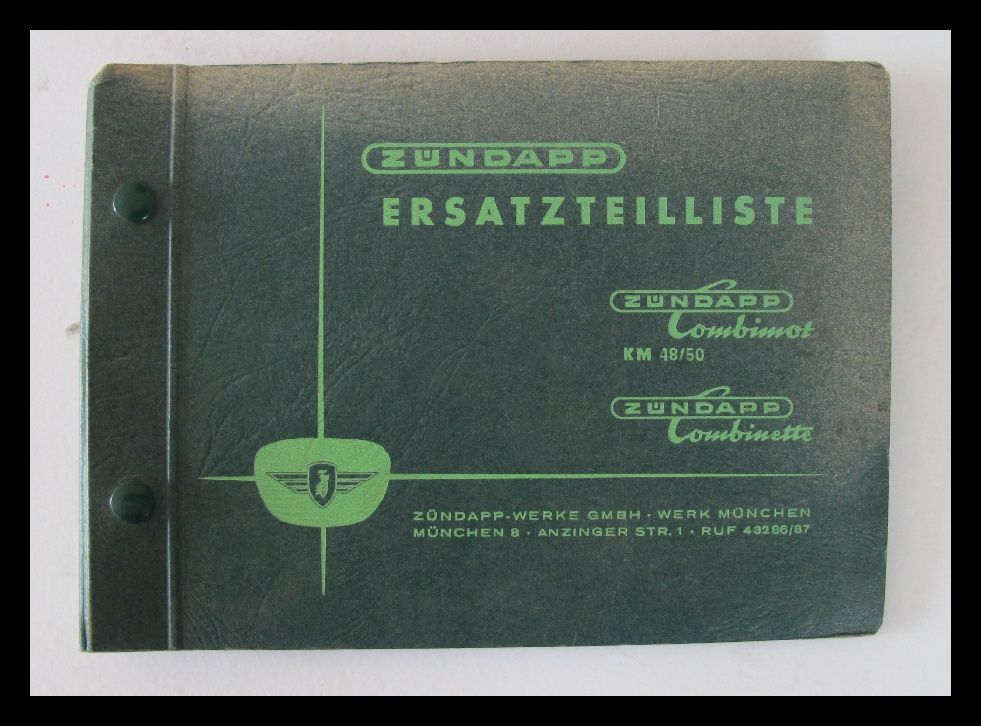 Ersatzteilkatalog Zündapp Combimot KM 48/50 Combinette 8.1954