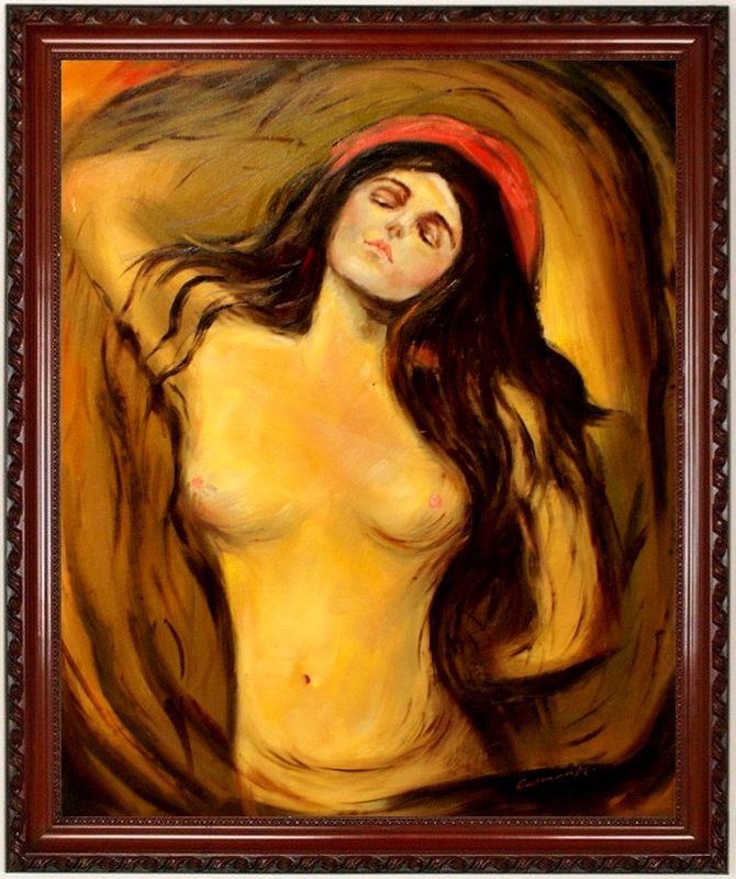 Madonna, Munch Edvard, Ölbild, ÖLGEMÄLDE,HANDGEMALT F46x60cm