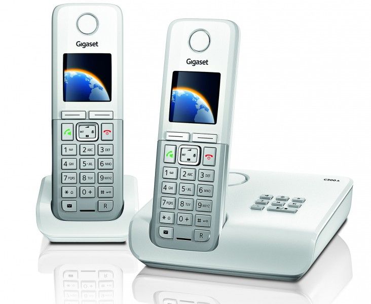 Gigaset C300A Duo Telefon schnurlos mit AB weiss silber Sondermodell