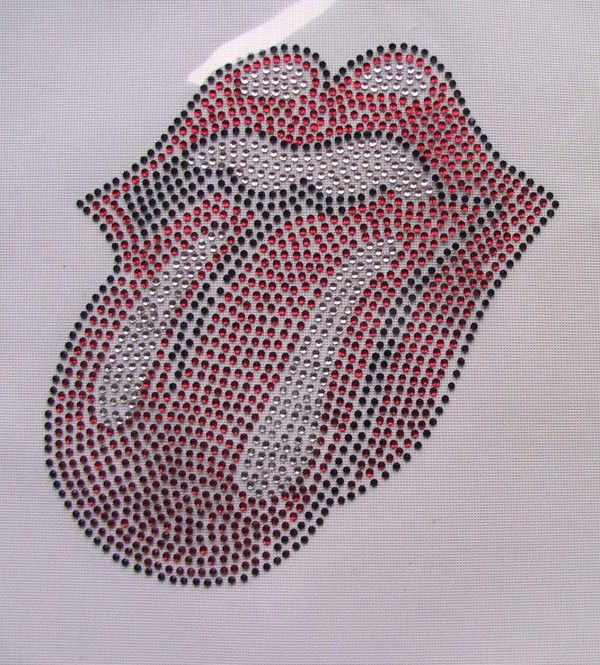 Hotfix Strass Bügelbild Zunge TONGUE, 13,5 x 13,5 cm