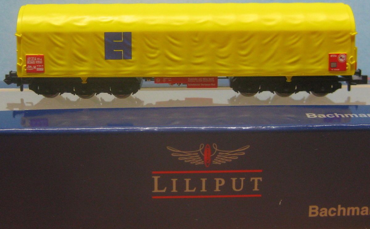Liliput 265772, Spur N, E+H Schiebeplanwagen, gelb, 6achs., Epoche 5 6