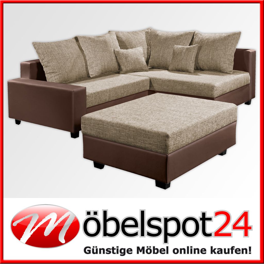 ECKSOFA WOHNLANDSCHAFT SPITZECKE STELLA MIT HOCKER SCHLAFSOFA SOFA