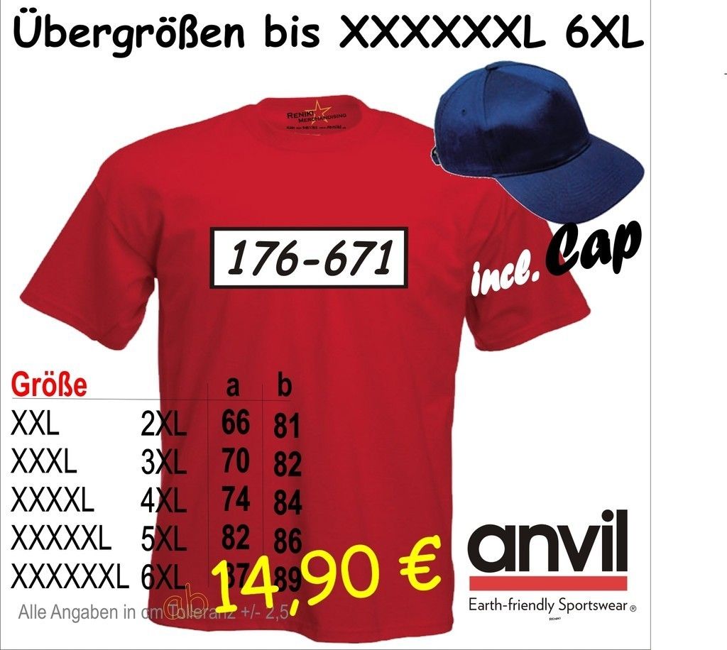 Shirt ANVIL Panzerknacker S 6XL Übergröße 3xl 4xl 5xl 6XL Köstüm