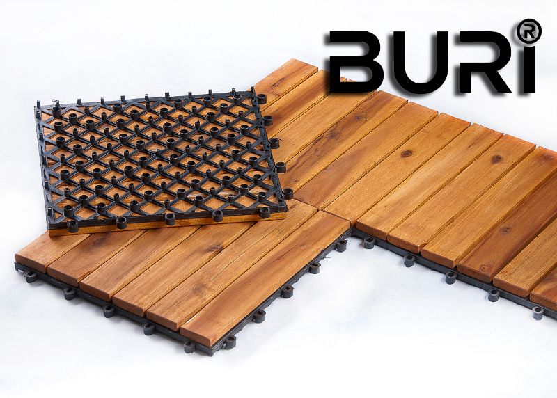 66 x BURI® Terrasse Holzfliese Holzfliesen Akazie 3bb