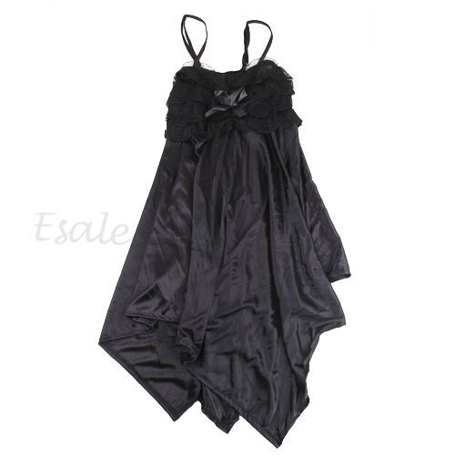 Sexy Schwarz Dessous Nachtwäsche Negligee Transparent viel Spitze + G