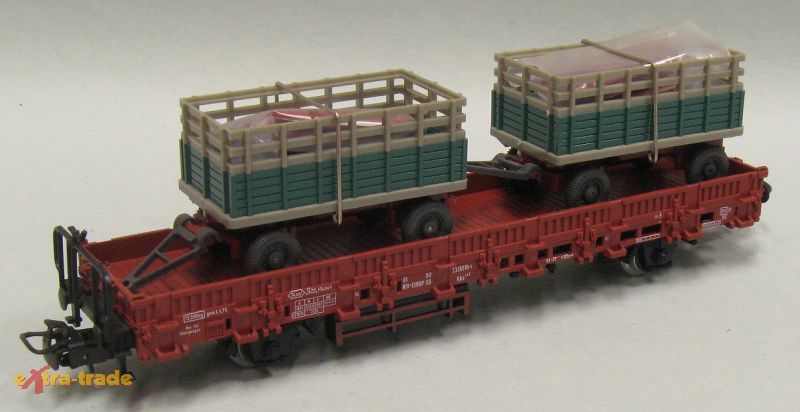 Märklin Niederbordwagen + 2 Wiking Anhänger ohne OVP   3AWBQ73