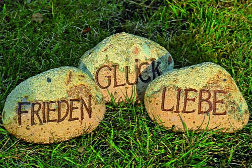 Dekosteine / Glück / Liebe / Frieden / Ton/3er Set/1301