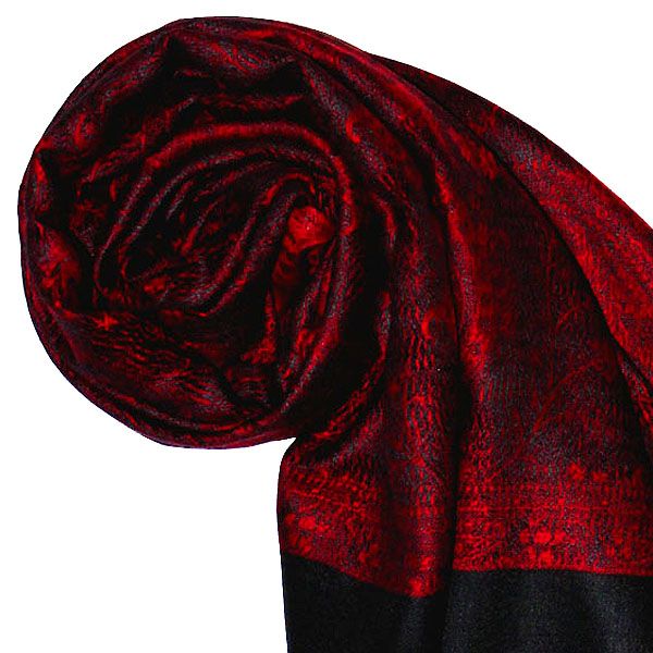 78046 LORENZO CANA Damen Pashmina Schal Stola Seide Wolle Paisley Rot