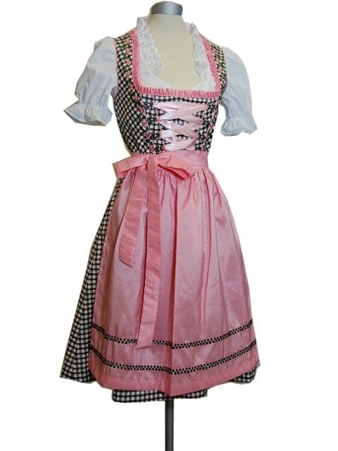 Balkonett Wiesn Dirndl KRISSY, braun rosa, 3tlg, 60 cm