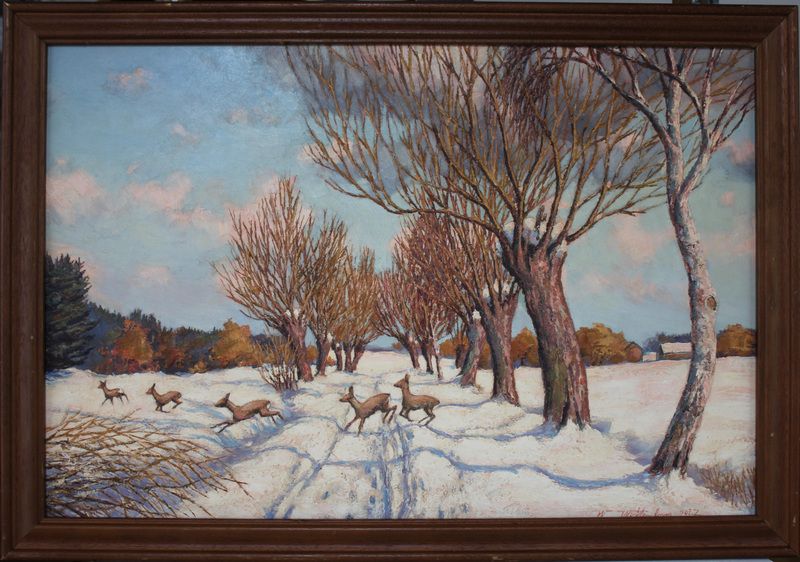 Ölgemälde, Winterlandschaft, Original, 1937, signiert, gerahmt