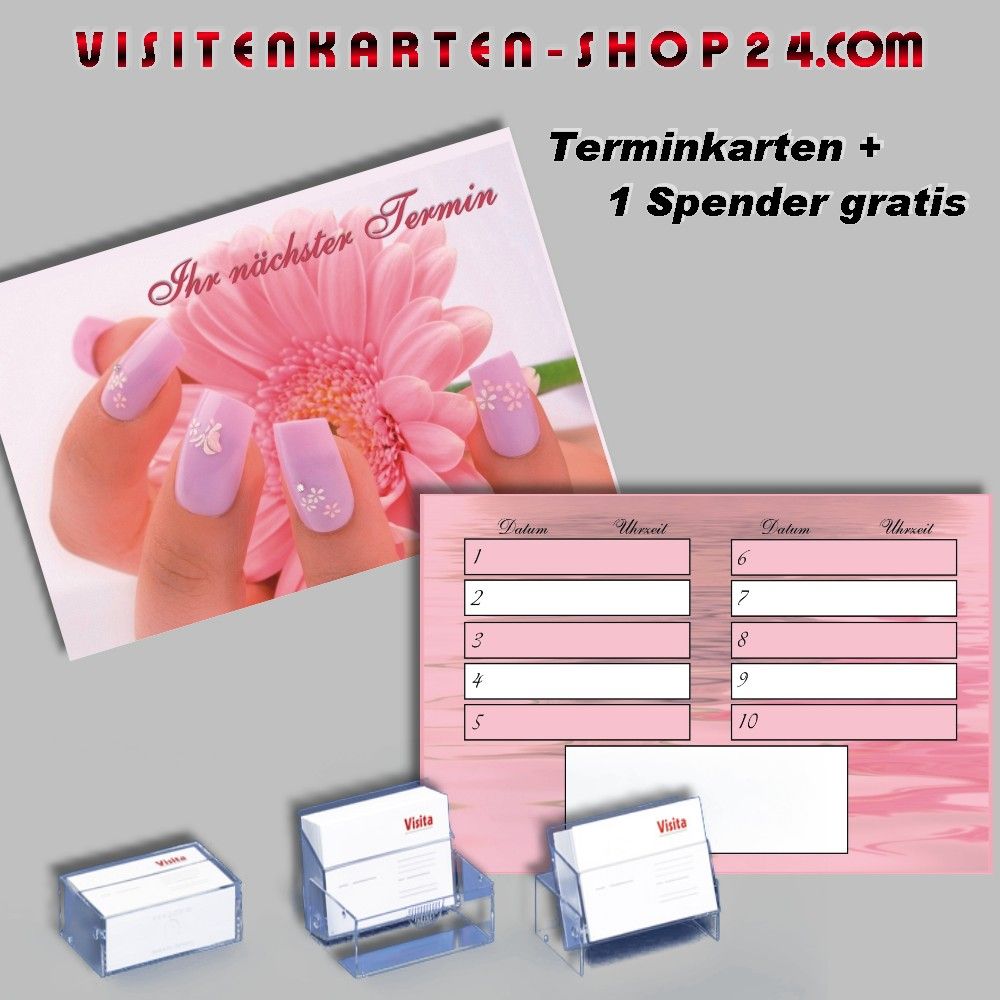 100 Terminkarten Nagelstudio 5 Nail Design + Spender