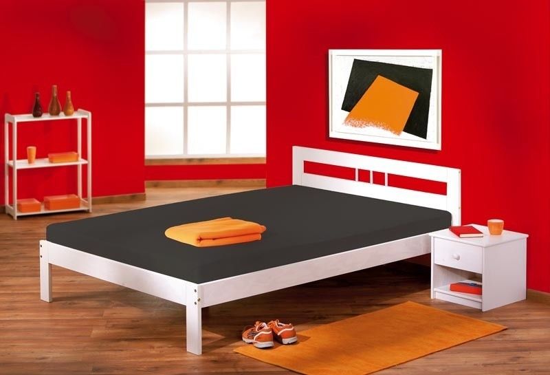 Bett Doppelbett FANA Kiefer Massivholz 140 x 200 weiss