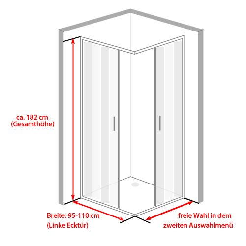 Duschwand + Eck Duschkabine Dusche Duschabtrennung Faltwand Duschtür