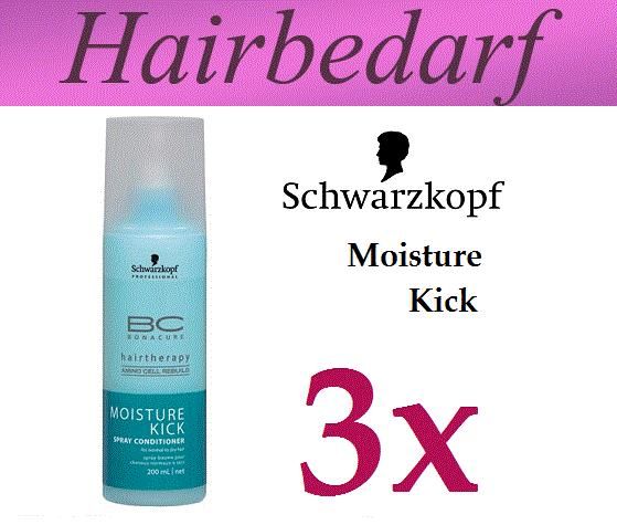 3x SCHWARZKOPF BONACURE Moisture Kick Spray Conditioner 3x 200ml (25