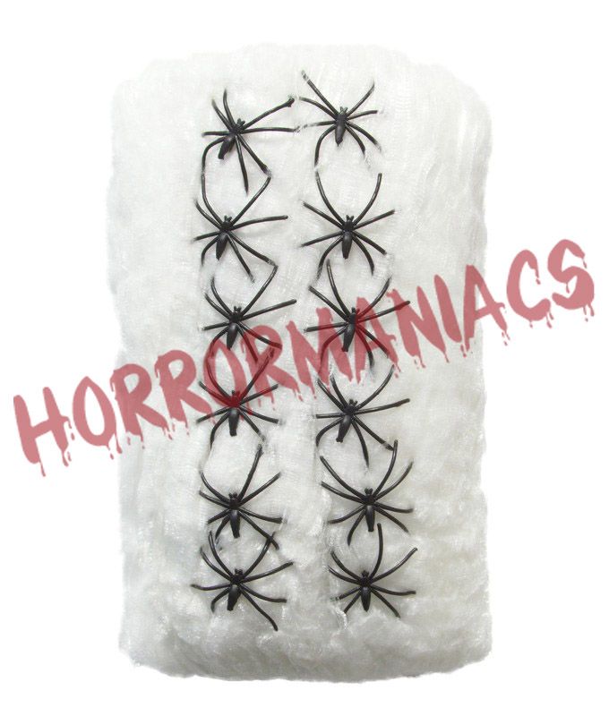 Halloween Horror Riesen Spinnennetz 110 g 12 Spinnen