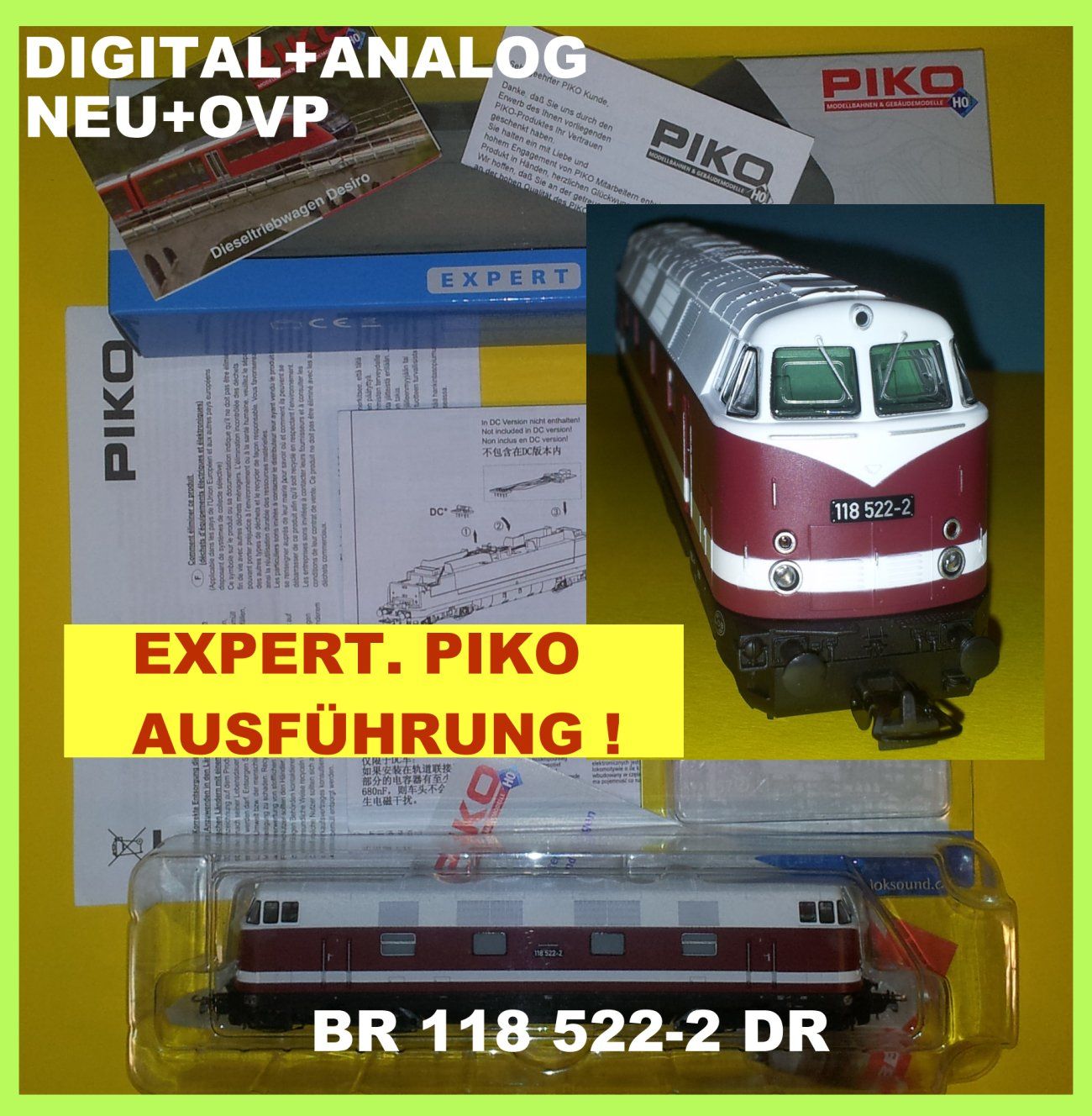 BR 118 DR EXPERT PIKO Diesellok LOK HO H0 OVP NEU DSS digital und