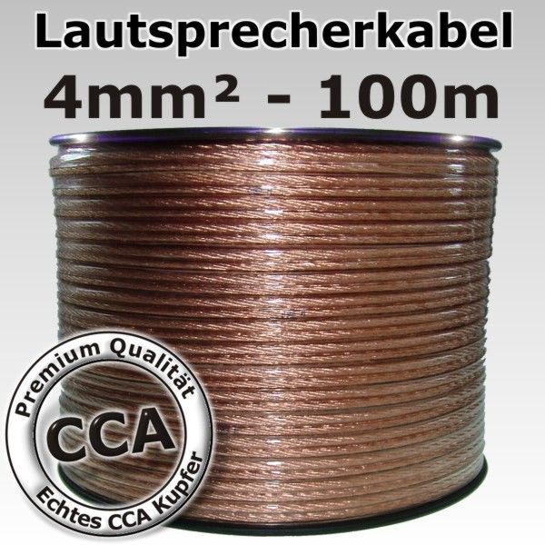 Lautsprecherkabel transparent 2x 4mm² 100m Spule 0,549€/m A9156