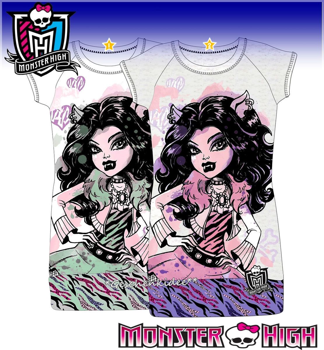 MONSTER HIGH T SHIRT LONG TOP 122☆128☆134☆140☆146☆152