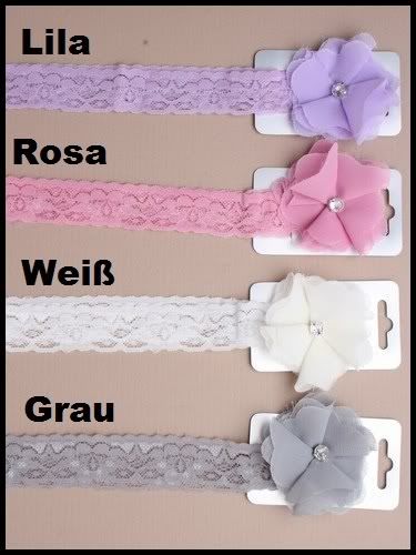 Haarband Blume Stoffblume Strass Spitze Chiffon 4Farben