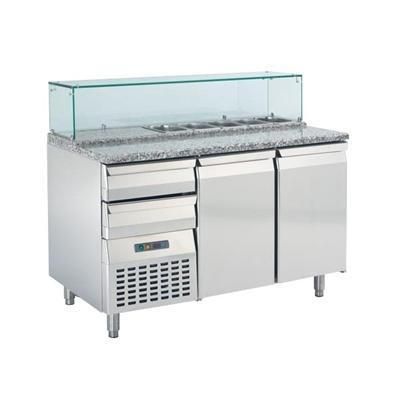 Hocatec24 Pizzatisch Saladette Kuehltisch B132xT70xH111cm 12M