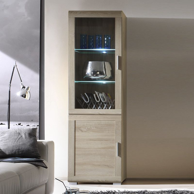 NEU* Moderne Standvitrine in Sonoma Eiche Dekor Highboard Regal