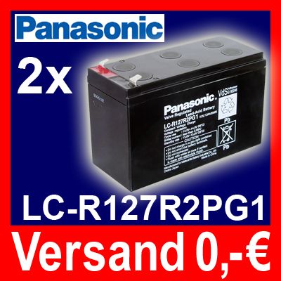 2x Bleigel Akku LC R127R2PG1 12V 7,2Ah Neu PANASONIC°