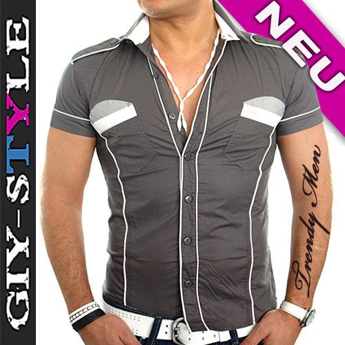 Geilles Party CLUB Style Herren Hemd Grau S M L XL 134