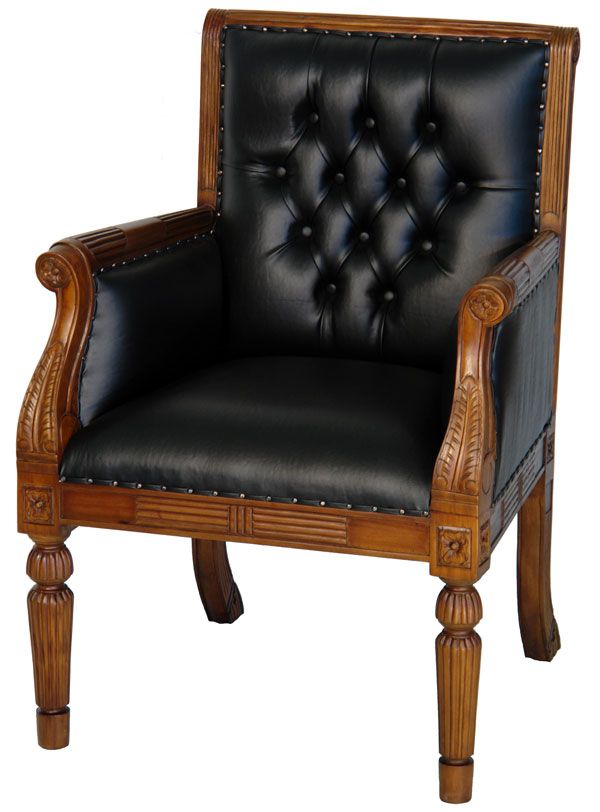 MAHAGONI BIBLIOTHEKSSESSEL CHESTERFIELD OFFICE CHAIR EDEL HOLZ STUHL