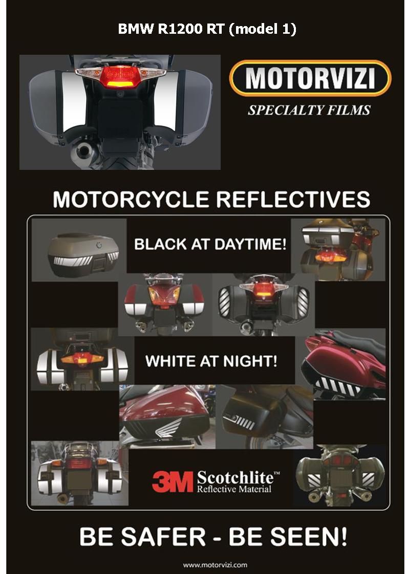 BMW R1200RT K1300GT GS 3M ScotchLite Schwarz Reflektierende Koffer