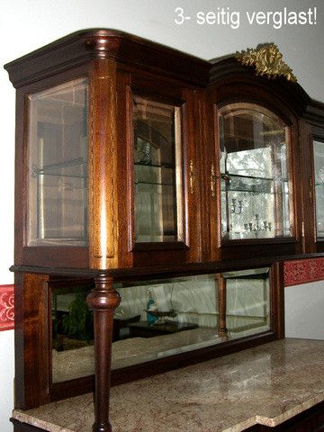 Jugendstil  Empire Esszimmer Buffet ANTIK Glas  Vitrine Anrichte Eiche