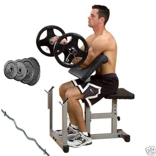 Curl Bank + SZ Stange + 60 kg Gewichte, Curlbank Hantel