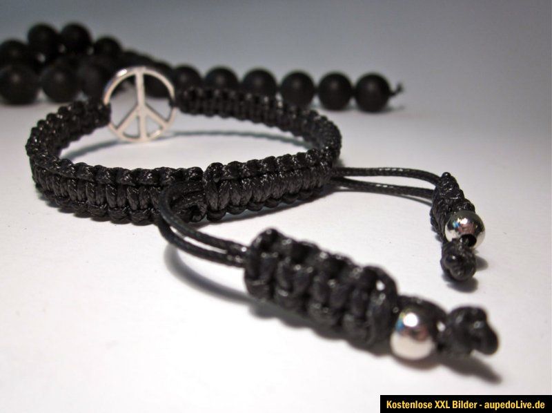 Neu Shamballa Makramee Armband aus Gewachster Baumwolle mit Silber